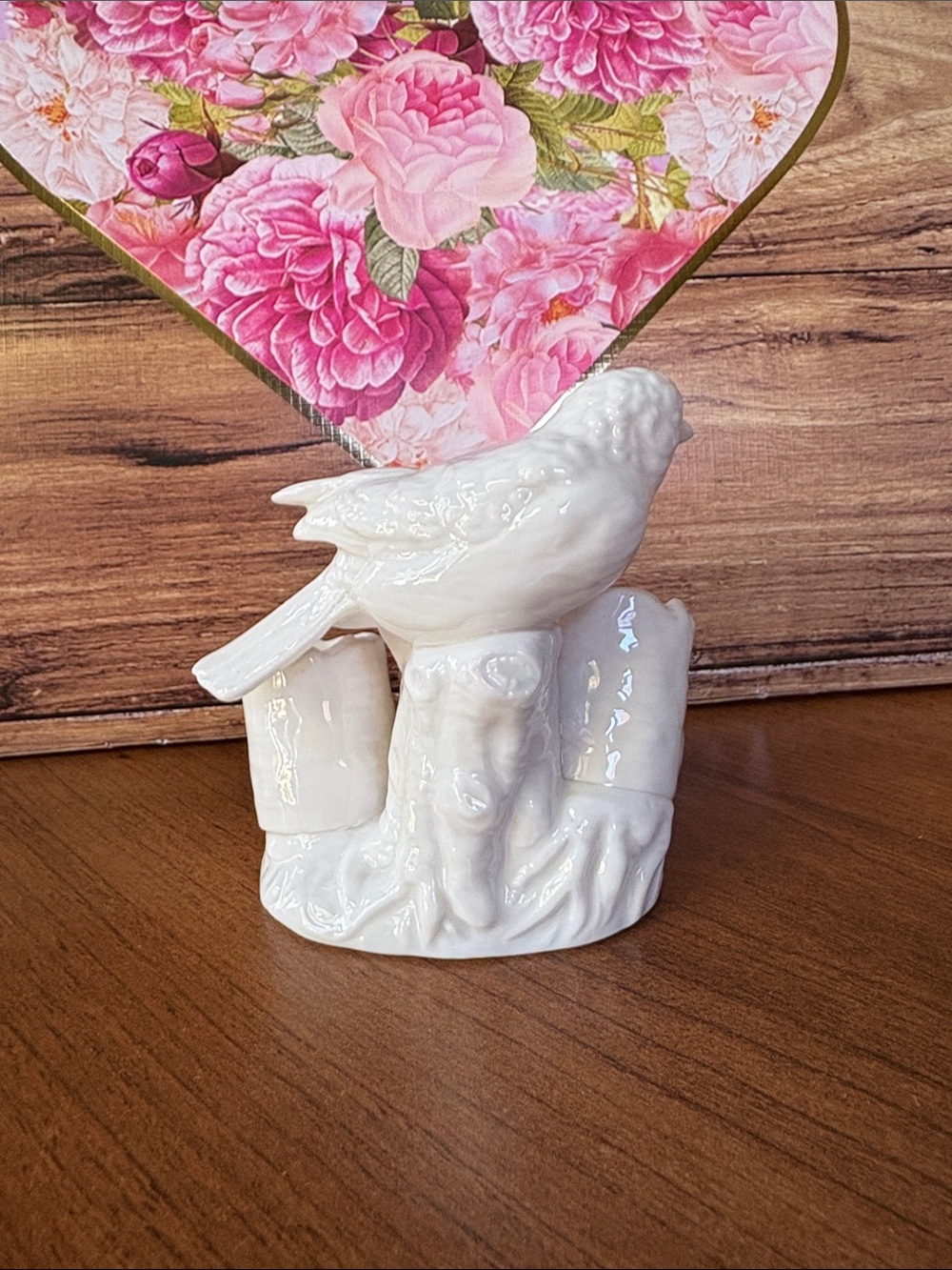 Vintage White Ceramic Bird and Tree Trunk Lipstick Holder 1950s - Picture 4 of 6